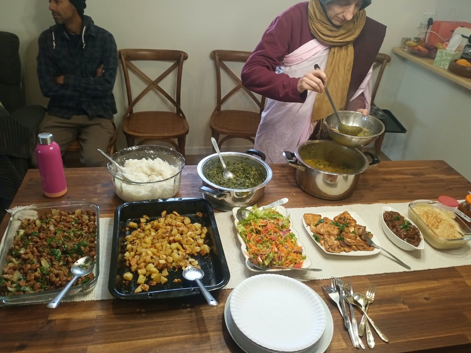 A shared meal prepared for the first retreat.